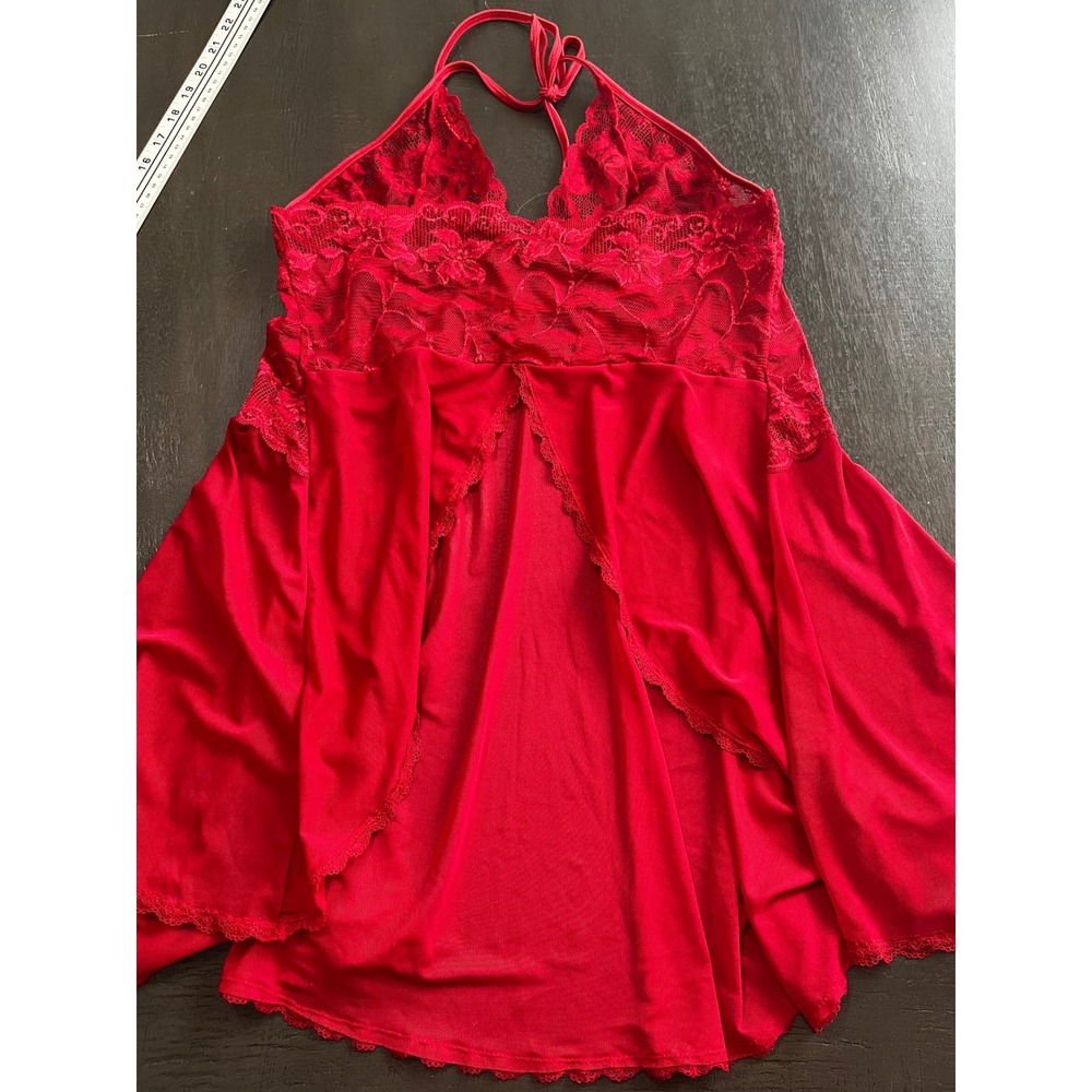 Avidlove Red Lace Halter Babydoll Chemise Lingerie XXL Sexy Sheer Split Back